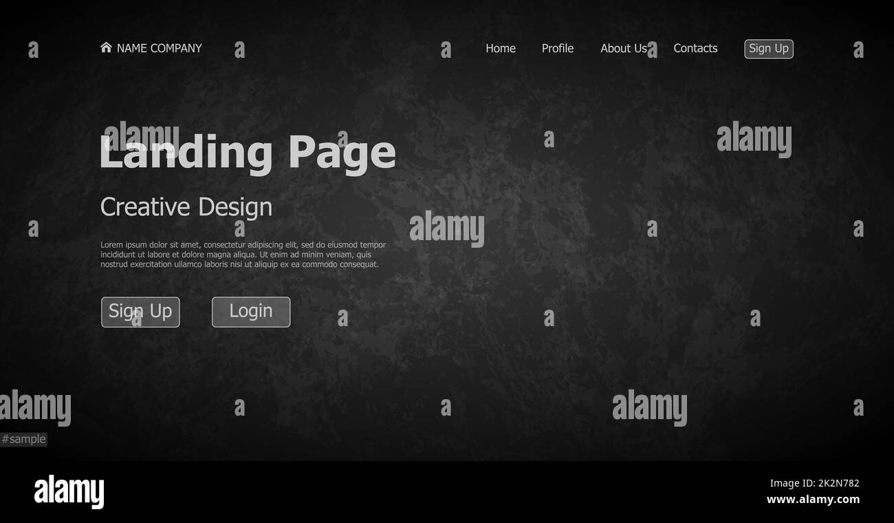 Dark web landing page modello digitale sito web landing page design concetto - Vector Foto Stock