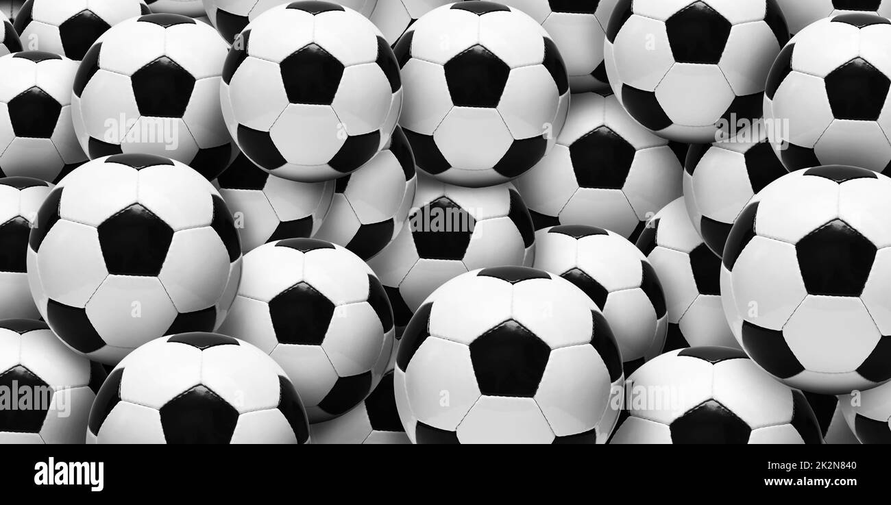 Palla di calcio su un parco giochi verde. Concetto di calcio Foto Stock