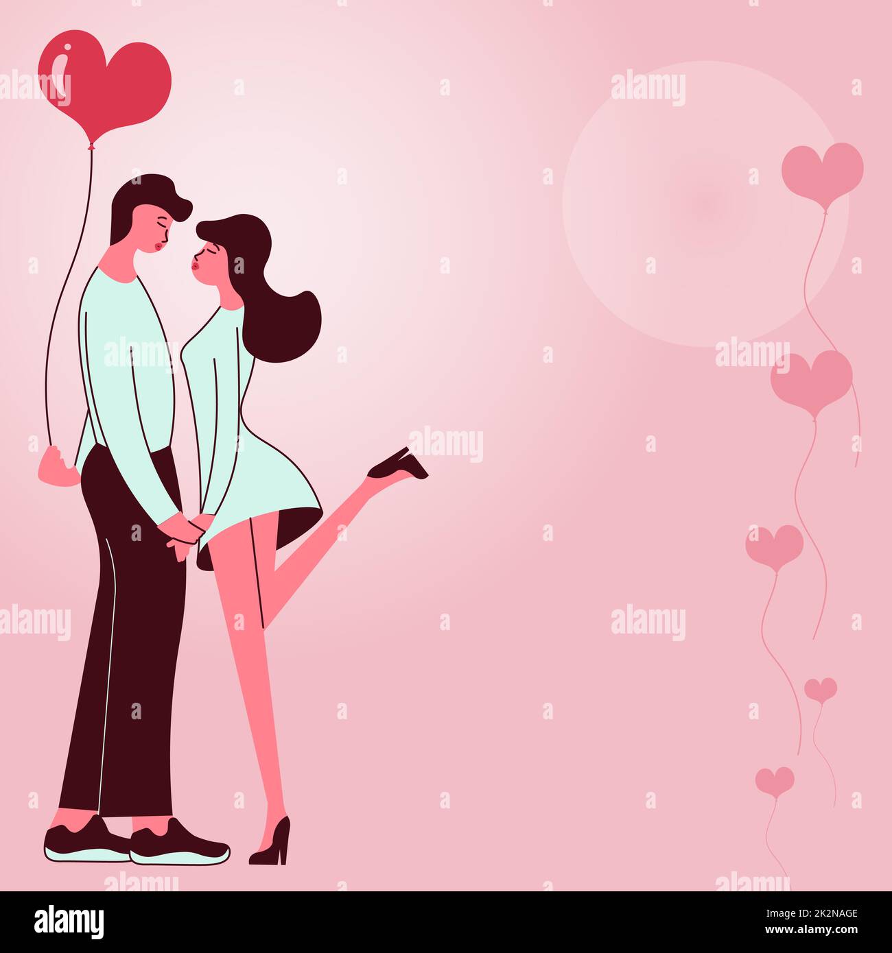 Bella coppia che tiene le mani pronte a baciare mostra armonia tra coppia. Uomo che porta presente baciare abbracciare donna rappresentano romantico appassionato duo fare l'amore. Foto Stock