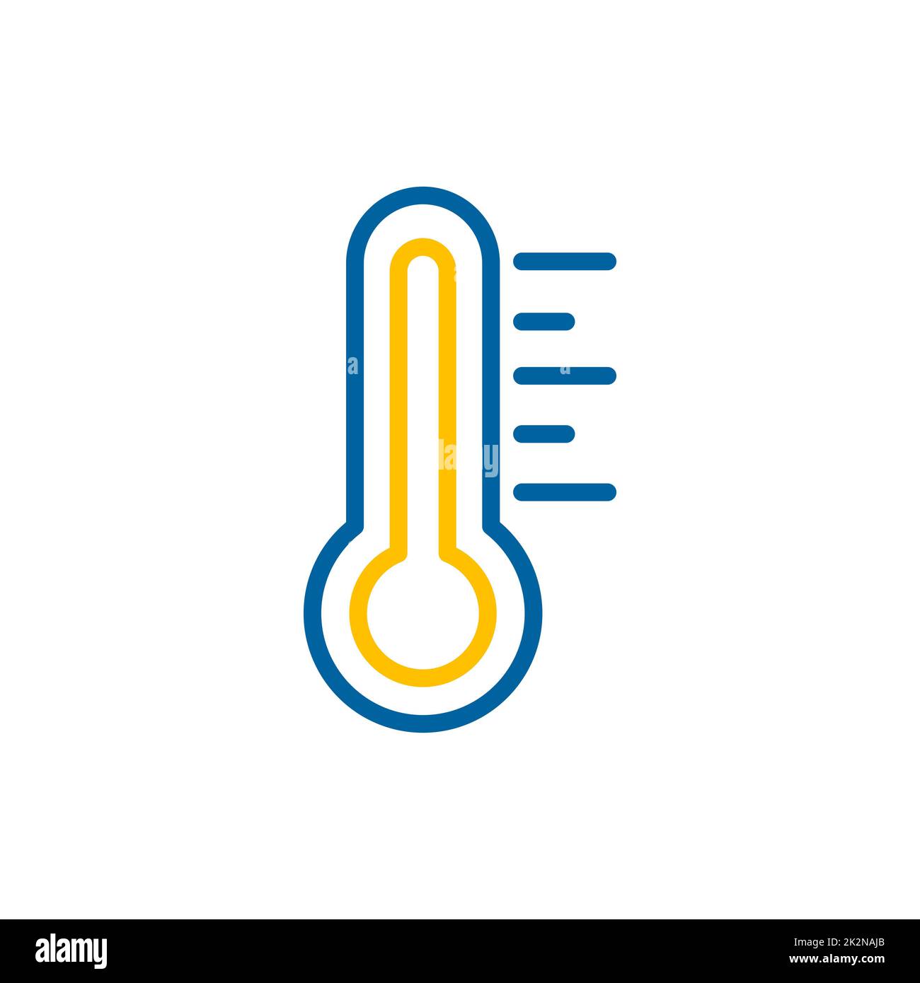 Icona del vettore caldo termico del termometro. Cartello meteo Foto Stock