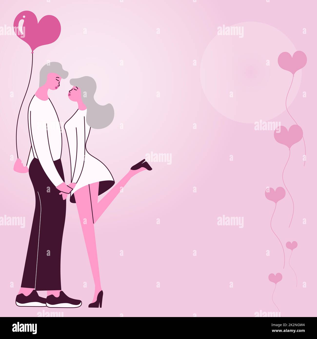 Bella coppia che tiene le mani pronte a baciare mostra armonia tra coppia. Uomo che porta presente baciare abbracciare donna rappresentano romantico appassionato duo fare l'amore. Foto Stock