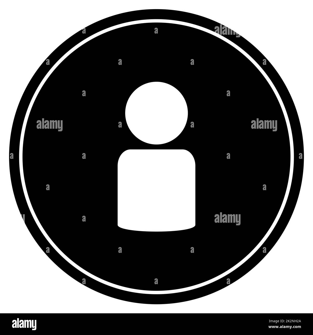 Simbolo dell'account utente sul pulsante nero con cornice bianca Foto Stock