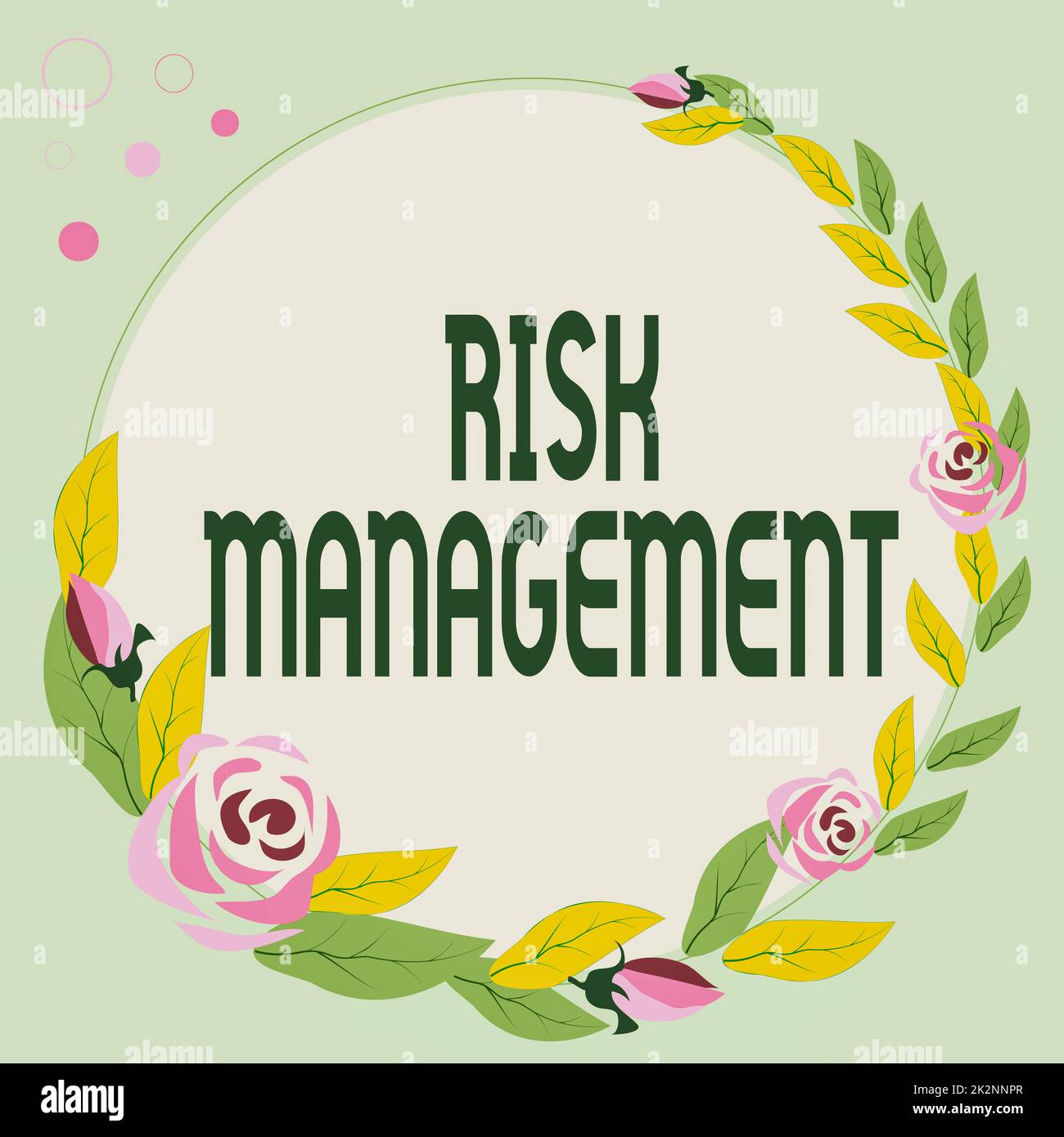 Testo che mostra la gestione del rischio di ispirazione. Approccio aziendale valutazione di rischi finanziari o problemi con le procedure telaio decorato con fiori colorati e fiori disposti in modo armonioso. Foto Stock