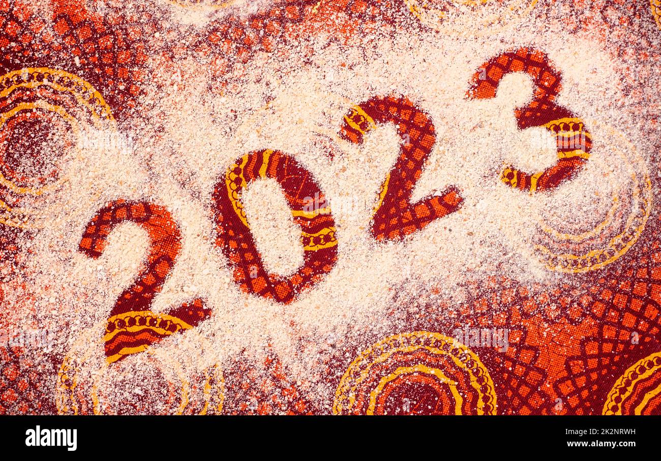 2023 un anno nuovo di zecca, colorato e originale stile sudafricano Foto Stock