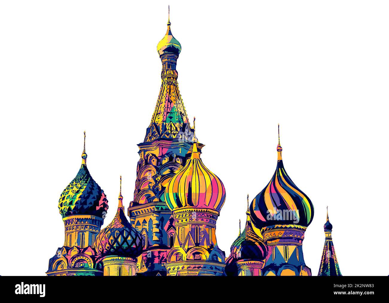 Progettazione digitale di Mosca. Cattedrale di San Basilio su sfondo bianco Foto Stock
