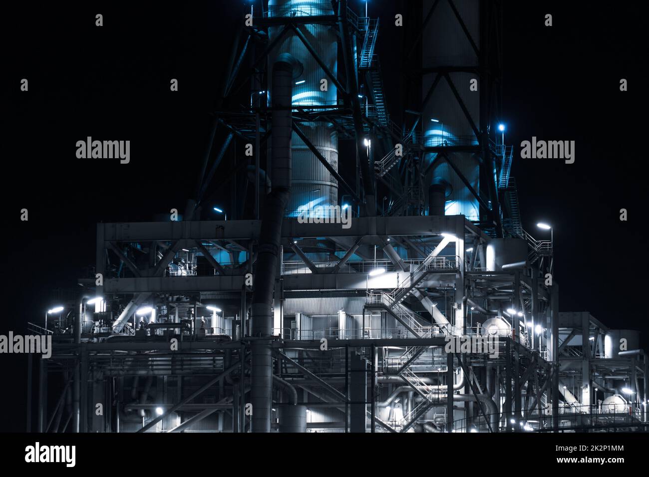 Vista notturna della fabbrica della zona industriale di Kawasaki Keihin Foto Stock