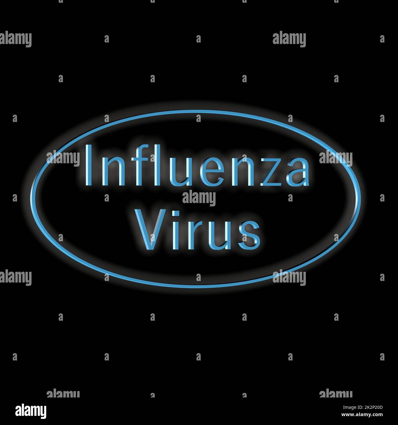 Virus influenzale - Word o testo come illustrazione 3D, rendering 3D Foto Stock