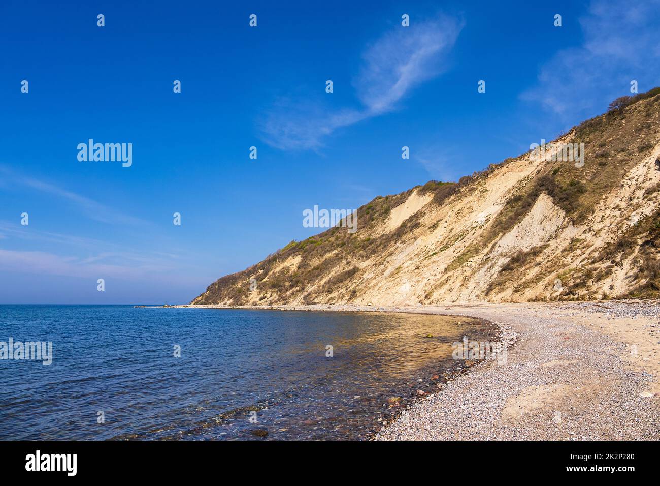 Vista su una scogliera sull'isola di Hiddensee, Germania Foto Stock