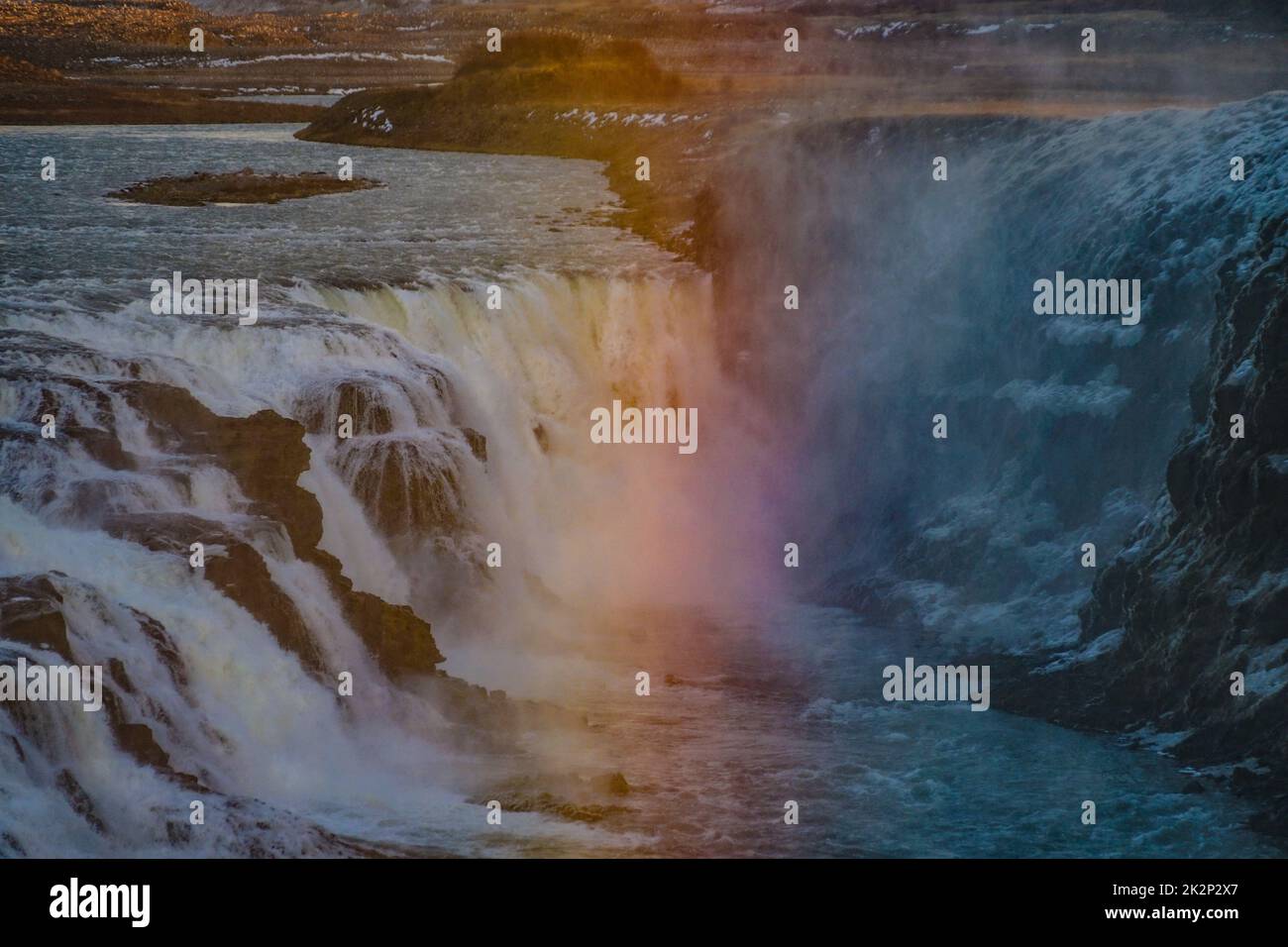 Gotorphoss e Morning ray (Islanda) Foto Stock