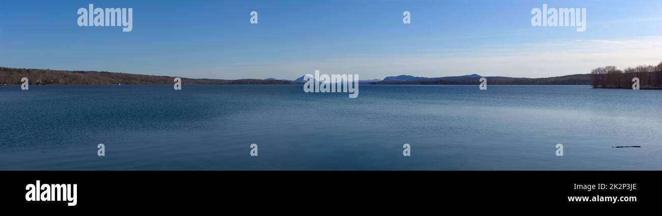 Panoramica Memphremagog lago acqua paesaggio Estrie Eastern Townships Magog Quebec Canada Foto Stock