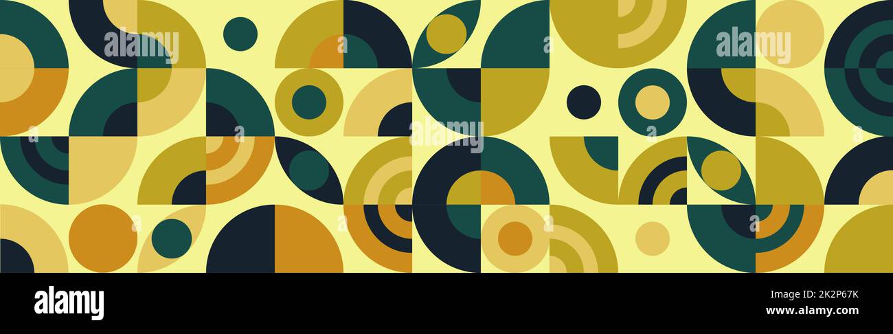 Modello poster geometrico stile retro Bauhaus con geometria astratta - Vector Foto Stock