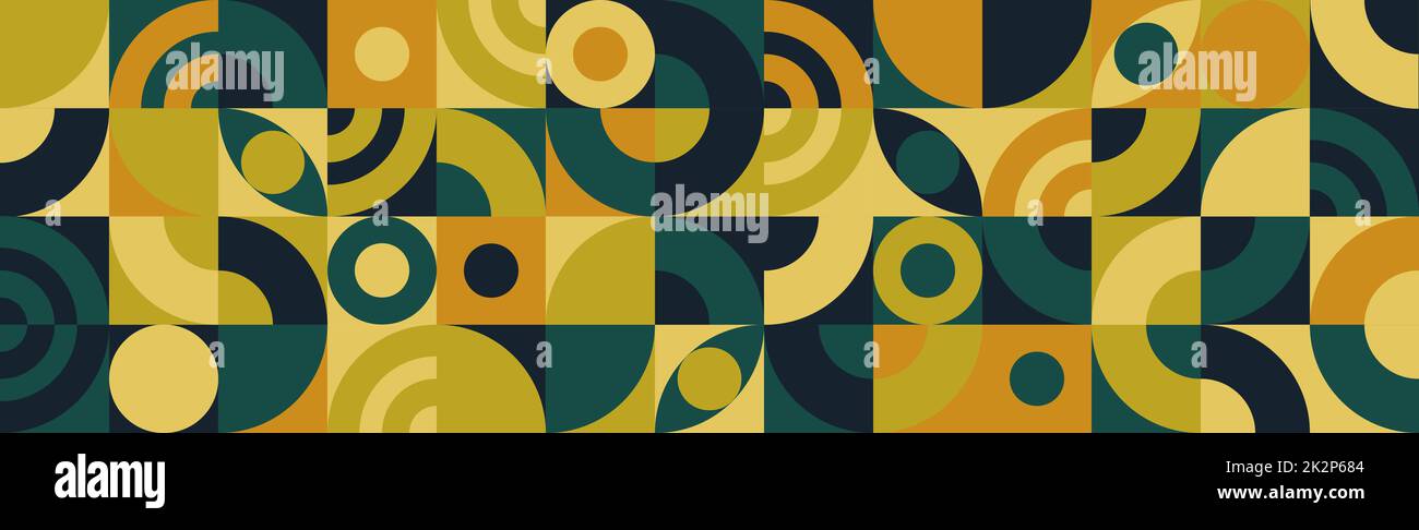 Modello poster geometrico stile retro Bauhaus con geometria astratta - Vector Foto Stock