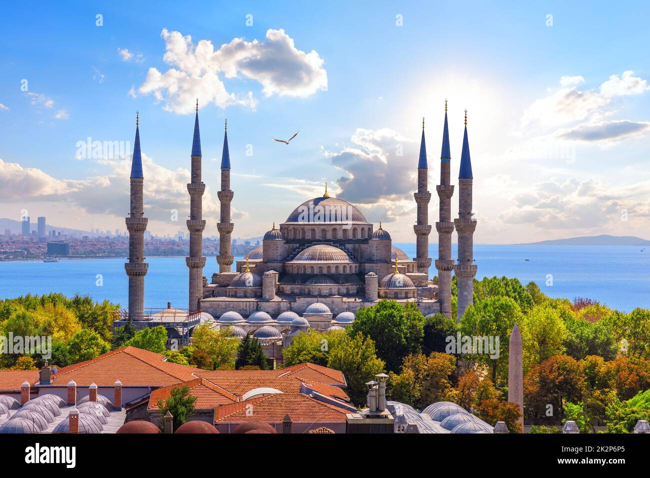 La Moschea Blu di Istanbul o la Moschea del Sultano Ahmet, Corno d'Oro, Turchia Foto Stock