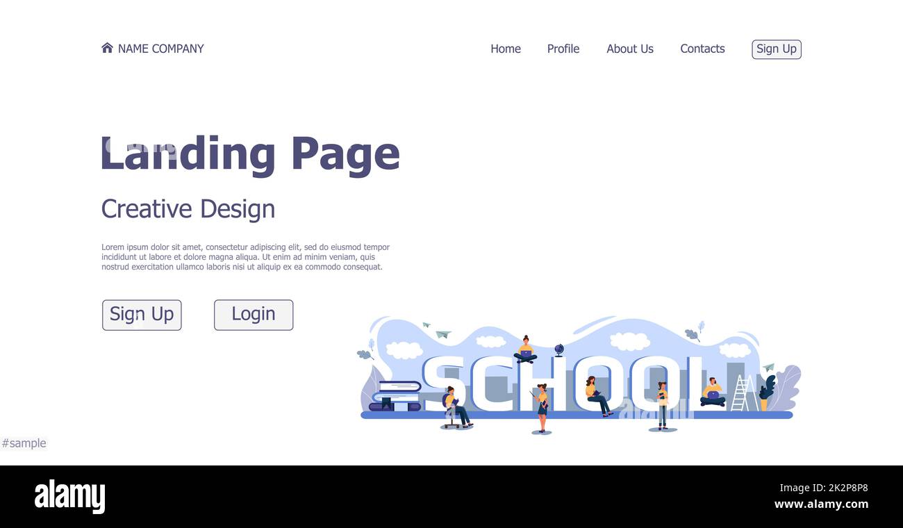 Concept design concetto online scuola landing page sito web - Vector Foto Stock