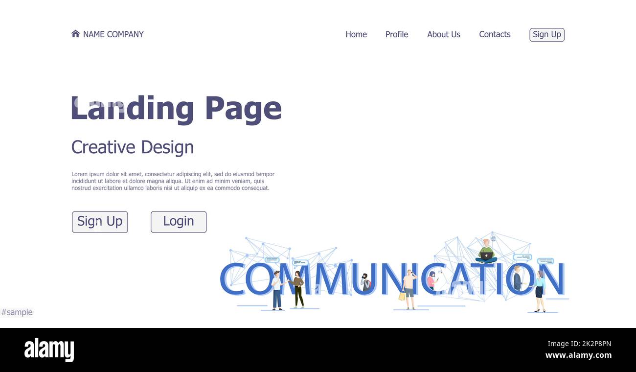 Concept design concetto comunicazione risorsa landing page sito web - Vector Foto Stock