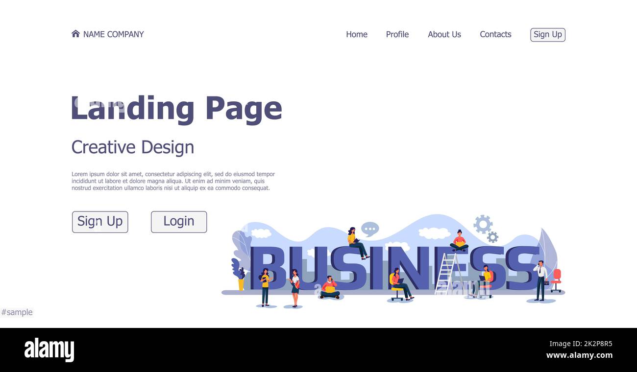 Sito web landing page business concetto di progettazione - Vector Foto Stock