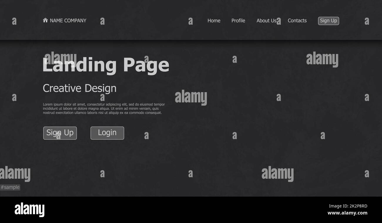 Dark web landing page modello digitale sito web landing page design concetto - Vector Foto Stock