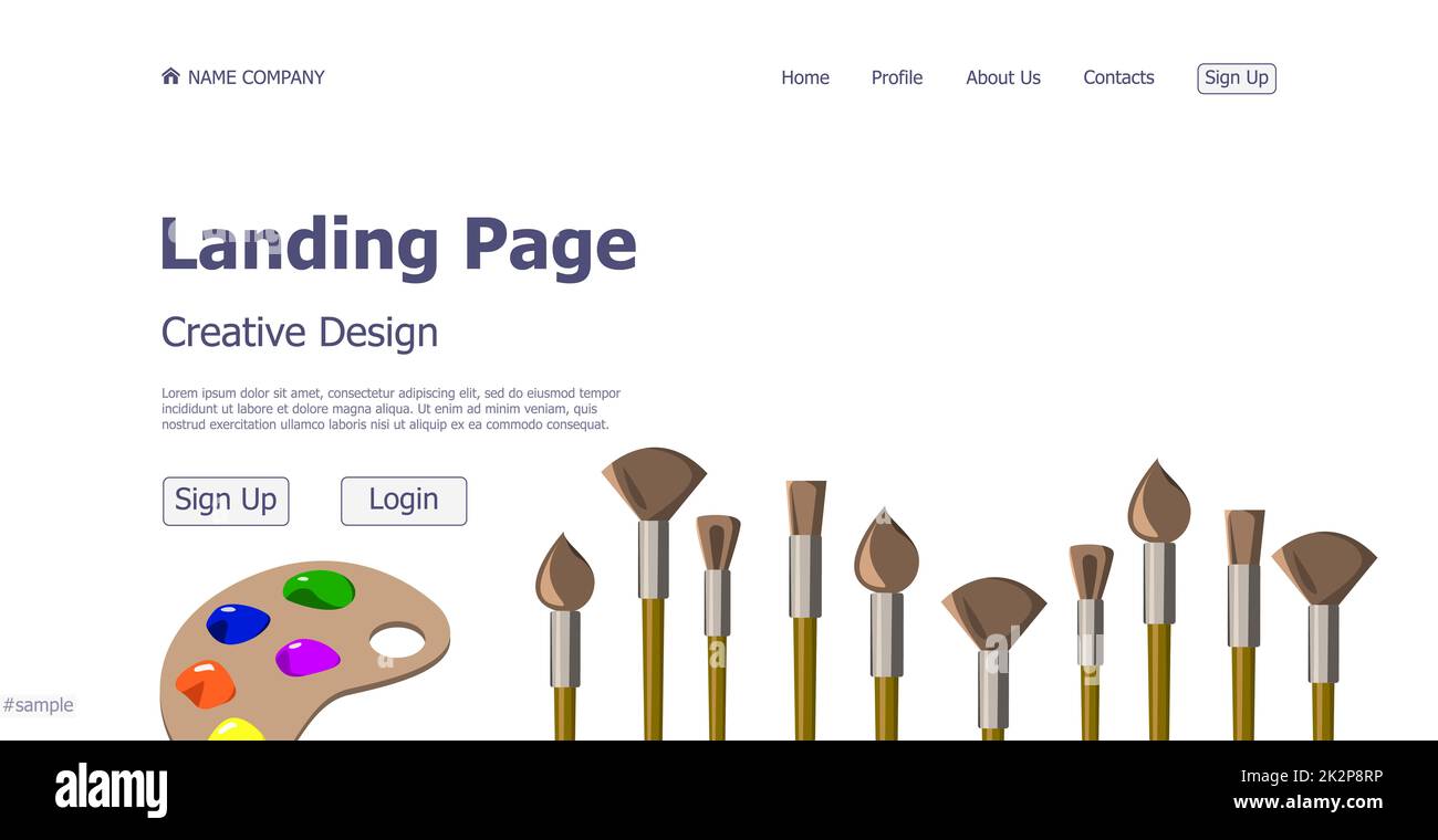 Concept design concetto creativo e creativo sito web landing page web art - Vector Foto Stock