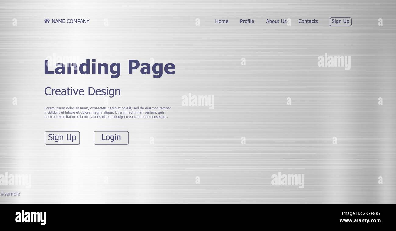 Design concetto acciaio texture landing page sito web - Vector Foto Stock