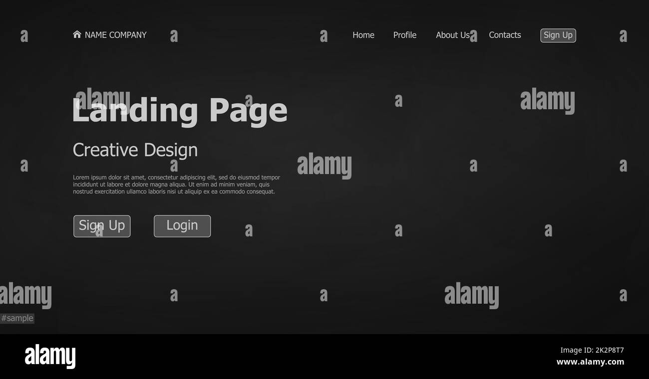 Dark web landing page modello digitale sito web landing page design concetto - Vector Foto Stock