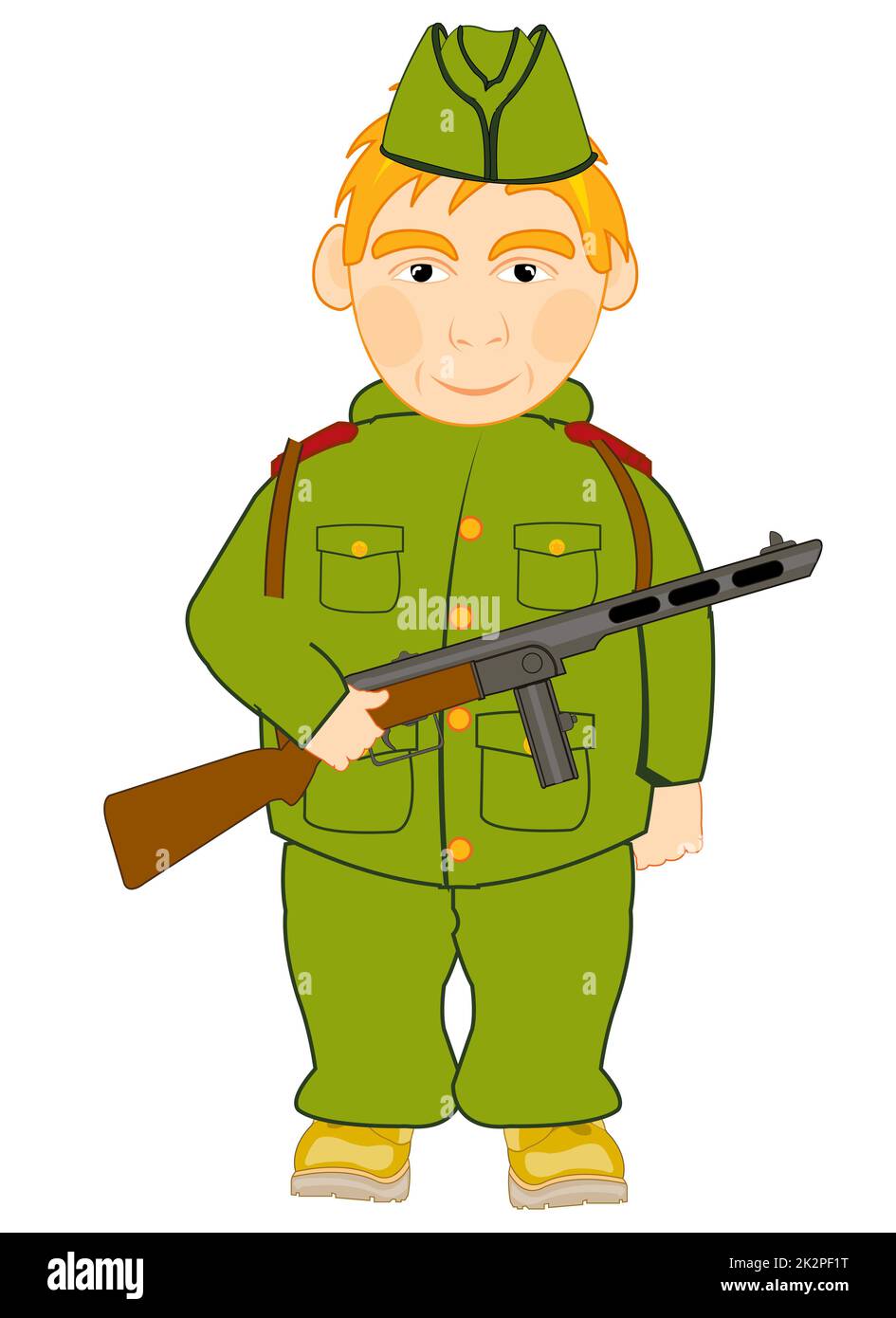 Militare in forma con arma in mano Foto Stock