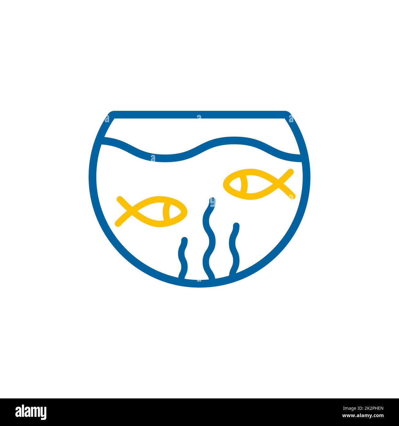 Icona del vettore dell'acquario di pesce. Segno animale domestico Foto Stock