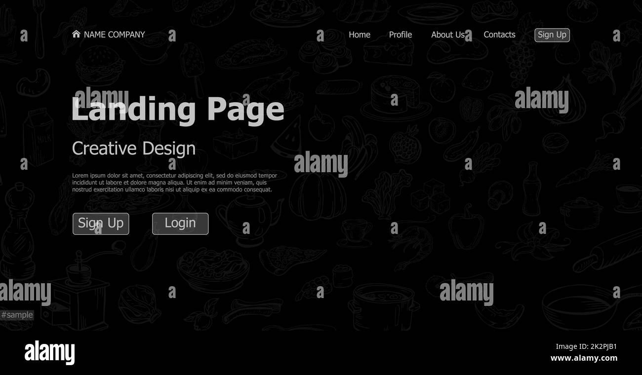 Dark web landing page modello digitale sito web landing page design concetto - Vector Foto Stock
