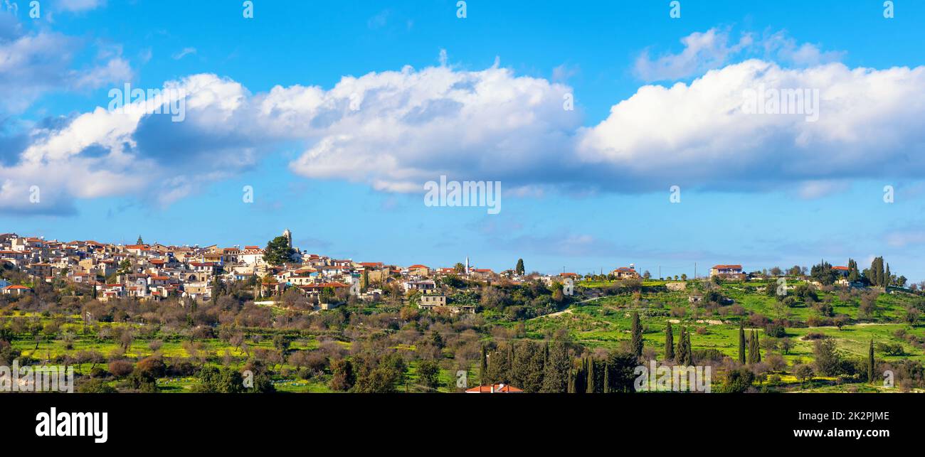 Vista panoramica del villaggio di Kato Lefkara. Distretto di Limassol, Cipro Foto Stock