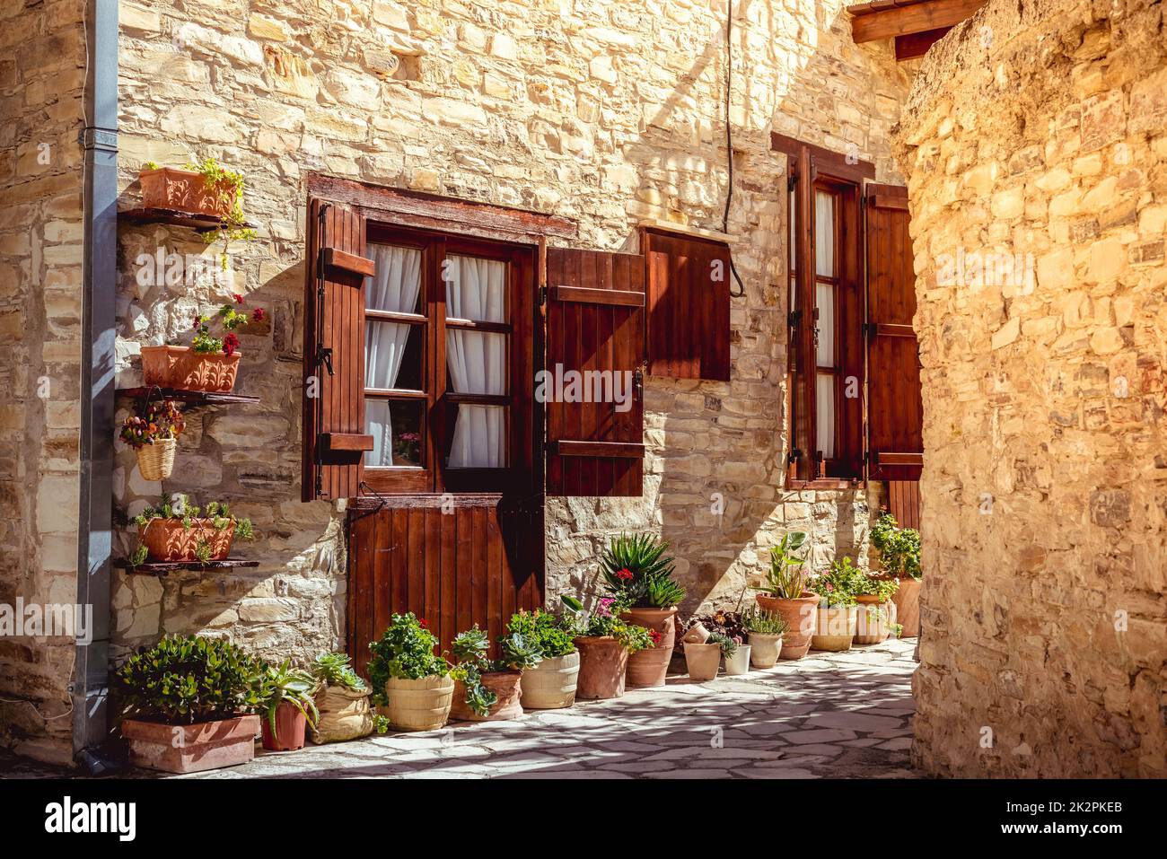 Bella casa cipriota autentica. Kato Lefkara villaggio. Distretto di Larnaca, Cipro Foto Stock