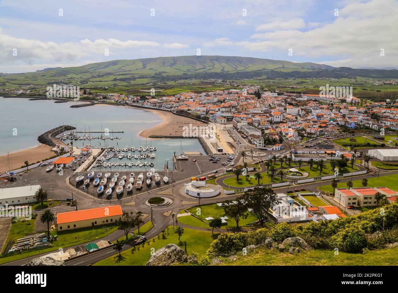 Vista di Praia da Vitoria Foto Stock