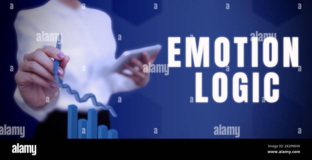 Ispirazione mostrando segno emotion Logic. Business showcase cuore o anima cerebrale o intelligenza confusione equilibrio uguale Foto Stock