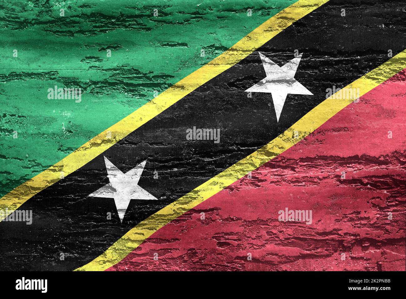 3D-Illustrazione di un Saint Kitts e Nevisflag - bandiera realistica di tessuto ondeggiante Foto Stock