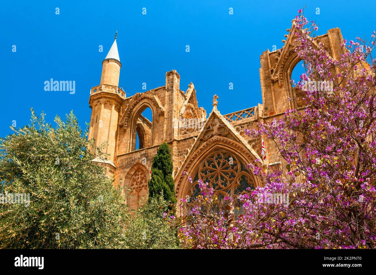 Cattedrale di San Nicola, ex Moschea Lala Mustafa. Famagosta, Cipro Foto Stock