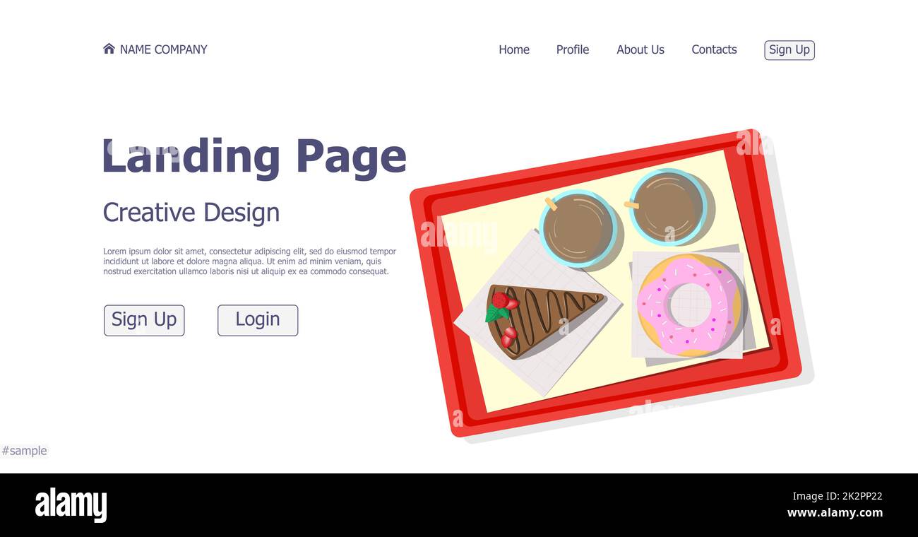 Design concept per il sito web del negozio di dolciumi landing page - Vector Foto Stock