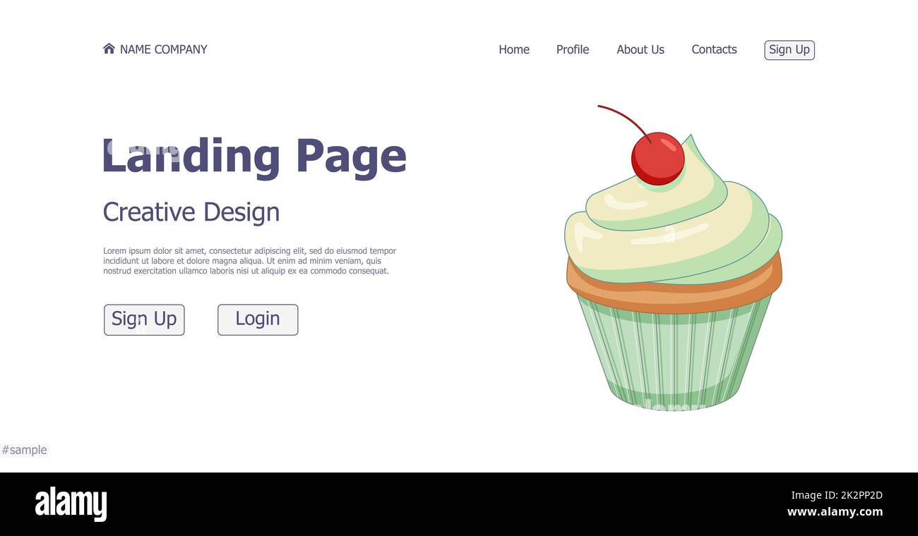 Design concept per il sito web del negozio di dolciumi landing page - Vector Foto Stock