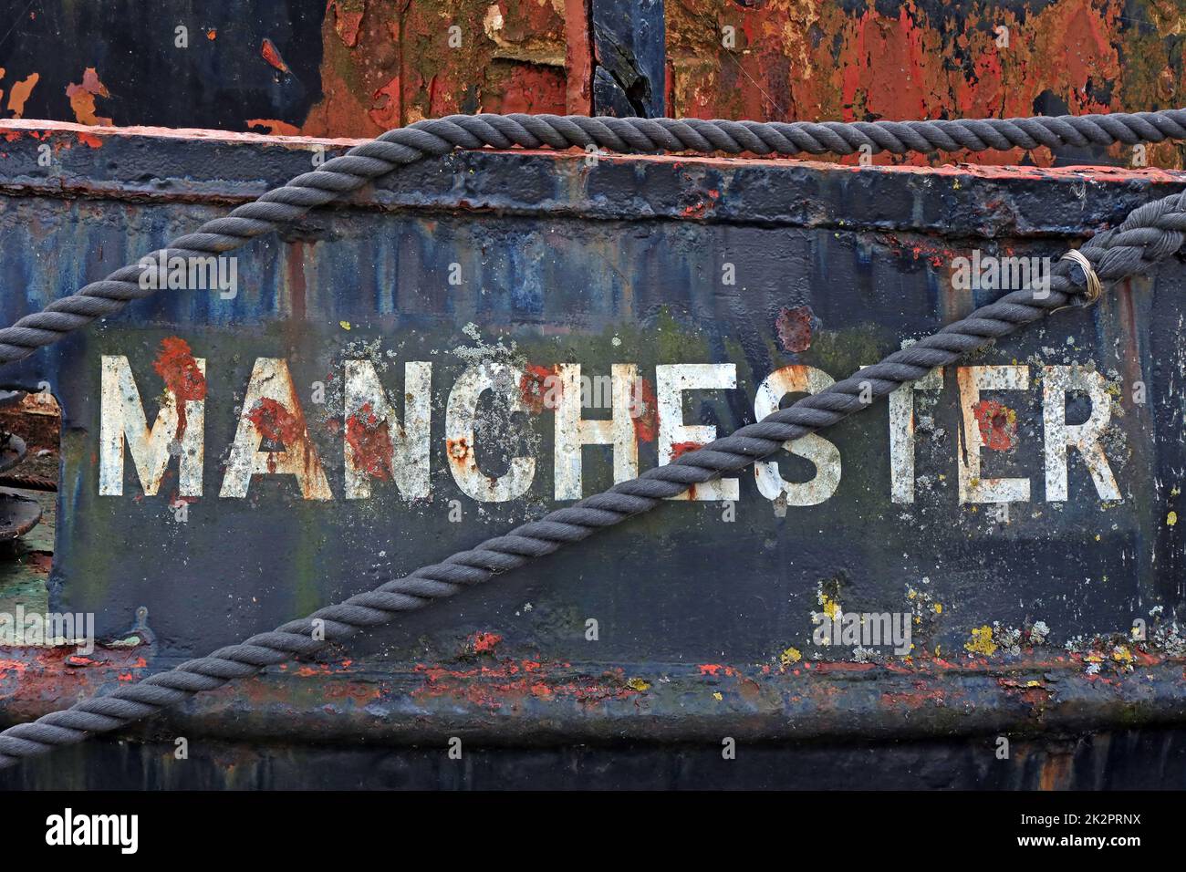 MSC Pelican Manchester chiatta, 1956 ex-Manchester nave gru canale barca, utilizzato per i negozi e bouy tender, ritirato 1980 Foto Stock