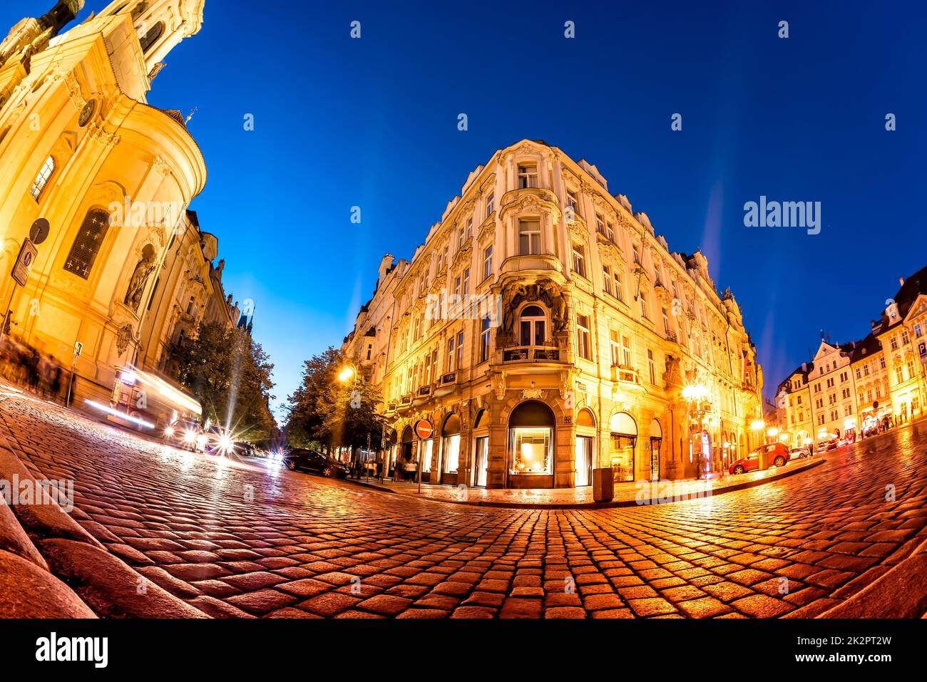 Notte in Piazza della Città Vecchia. Praga, Repubblica Ceca Foto Stock