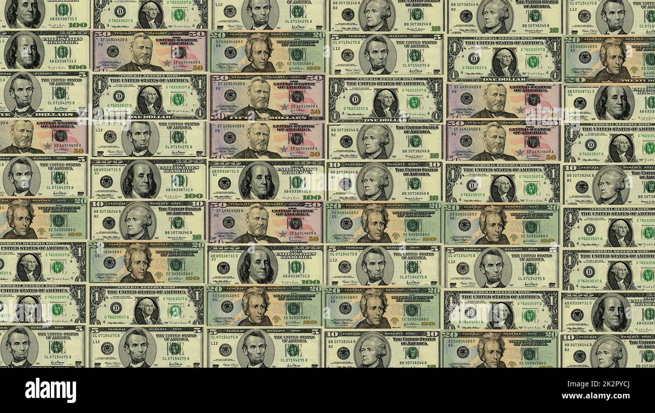Manu banconote in dollari USA che si sostituiscono a vicenda Foto Stock