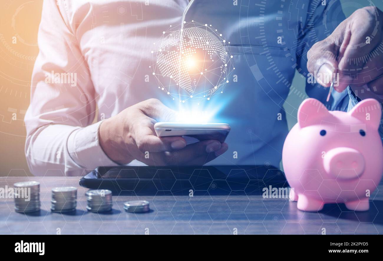 Online Banking e Internet Banking concetto di risparmio Foto Stock