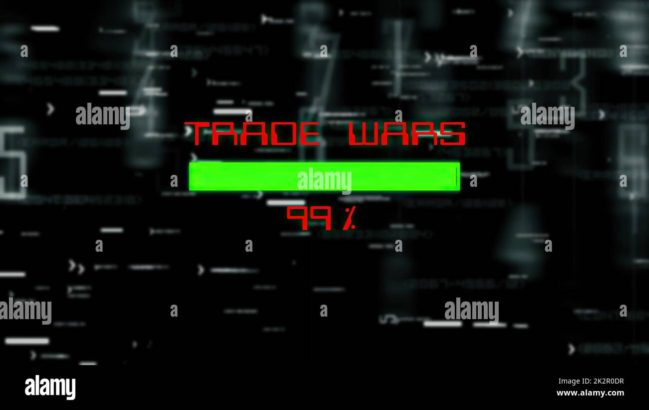 Barra di avanzamento dei dati di Trade Wars su sfondo digitale Foto Stock