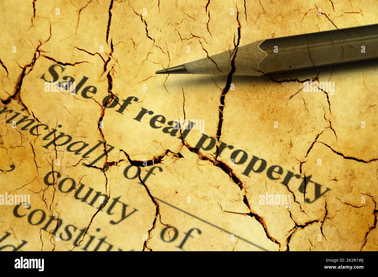 Vendita di beni immobili forma incrinato Foto Stock