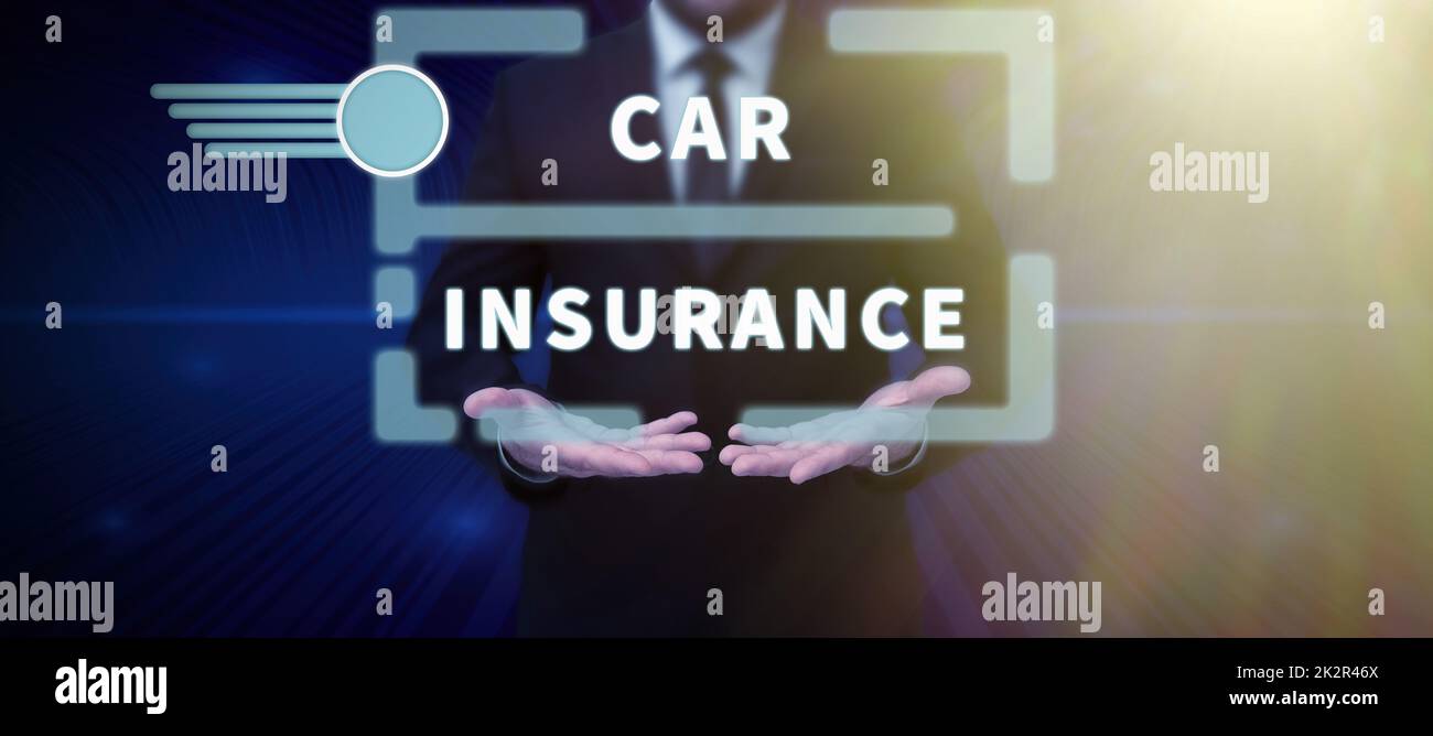 Scrittura a mano segno assicurazione auto. Approccio aziendale copertura degli incidenti Politica completa garanzia dei veicoli a motore Foto Stock