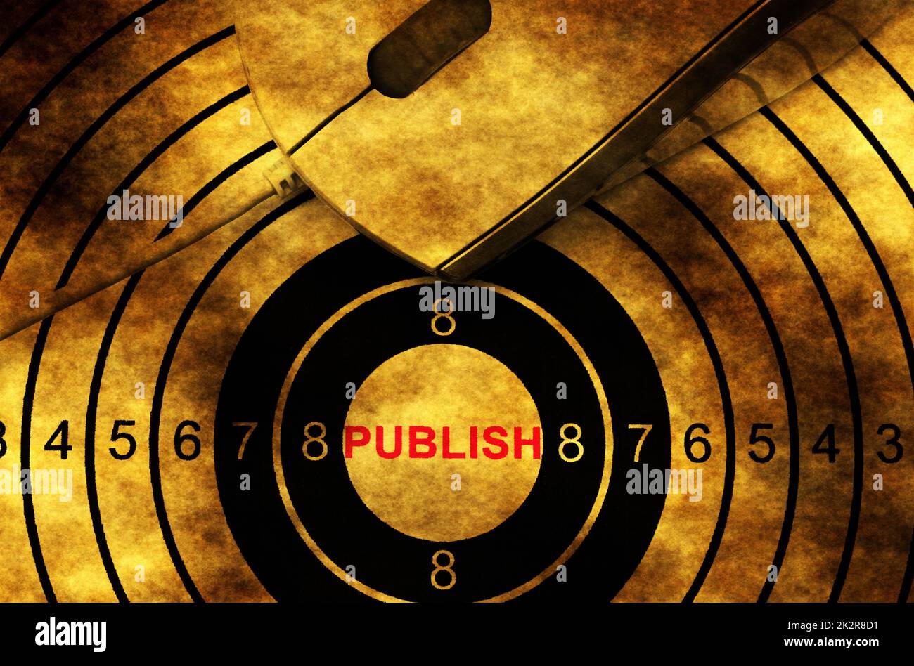 Pubblicare target e il mouse del computer grunge concept Foto Stock