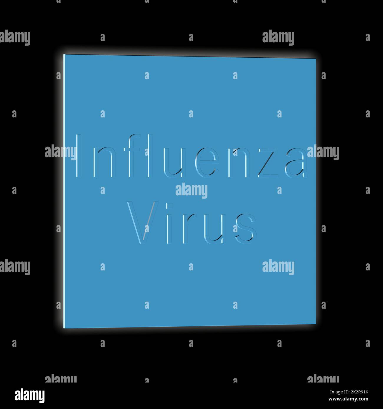 Virus influenzale - Word o testo come illustrazione 3D, rendering 3D Foto Stock