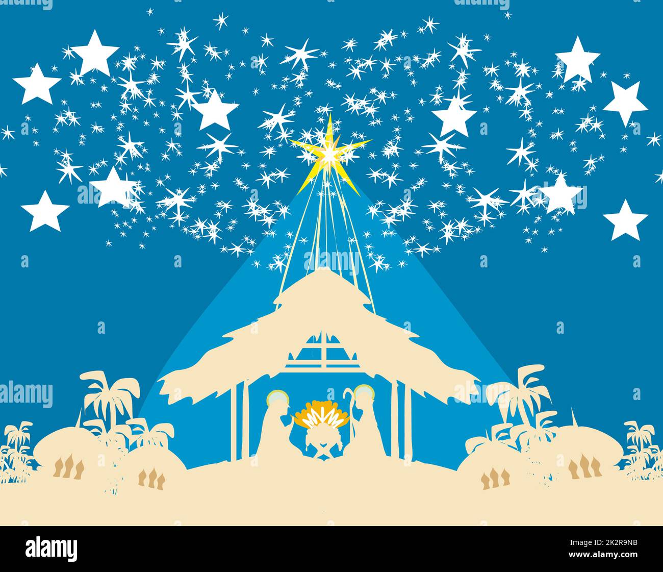 Natale cristiano scena della natività del Bambino Gesù nel presepe Foto Stock