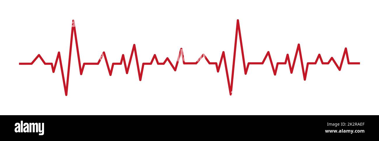 Polso cardiaco - linea rossa curva su sfondo bianco, esami medici - vettore Foto Stock