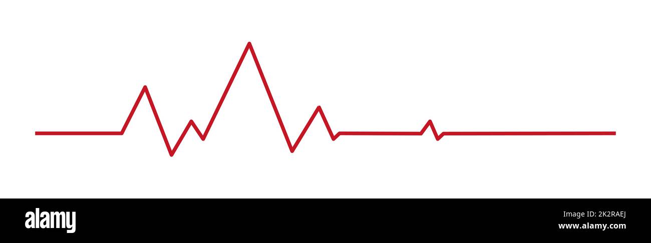 Impulso cardiaco - linea rossa curva su sfondo bianco - vettore Foto Stock