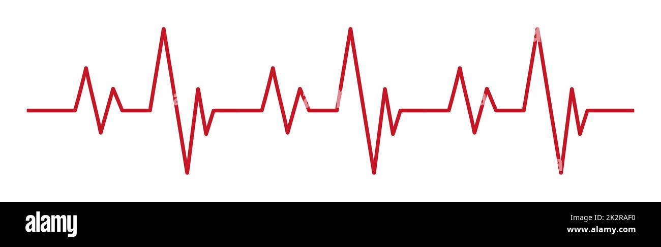 Polso cardiaco - linea rossa curva su sfondo bianco, esami medici - vettore Foto Stock