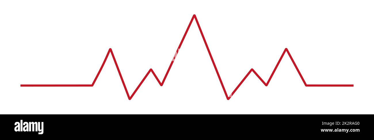 Impulso cardiaco - linea rossa curva su sfondo bianco - vettore Foto Stock