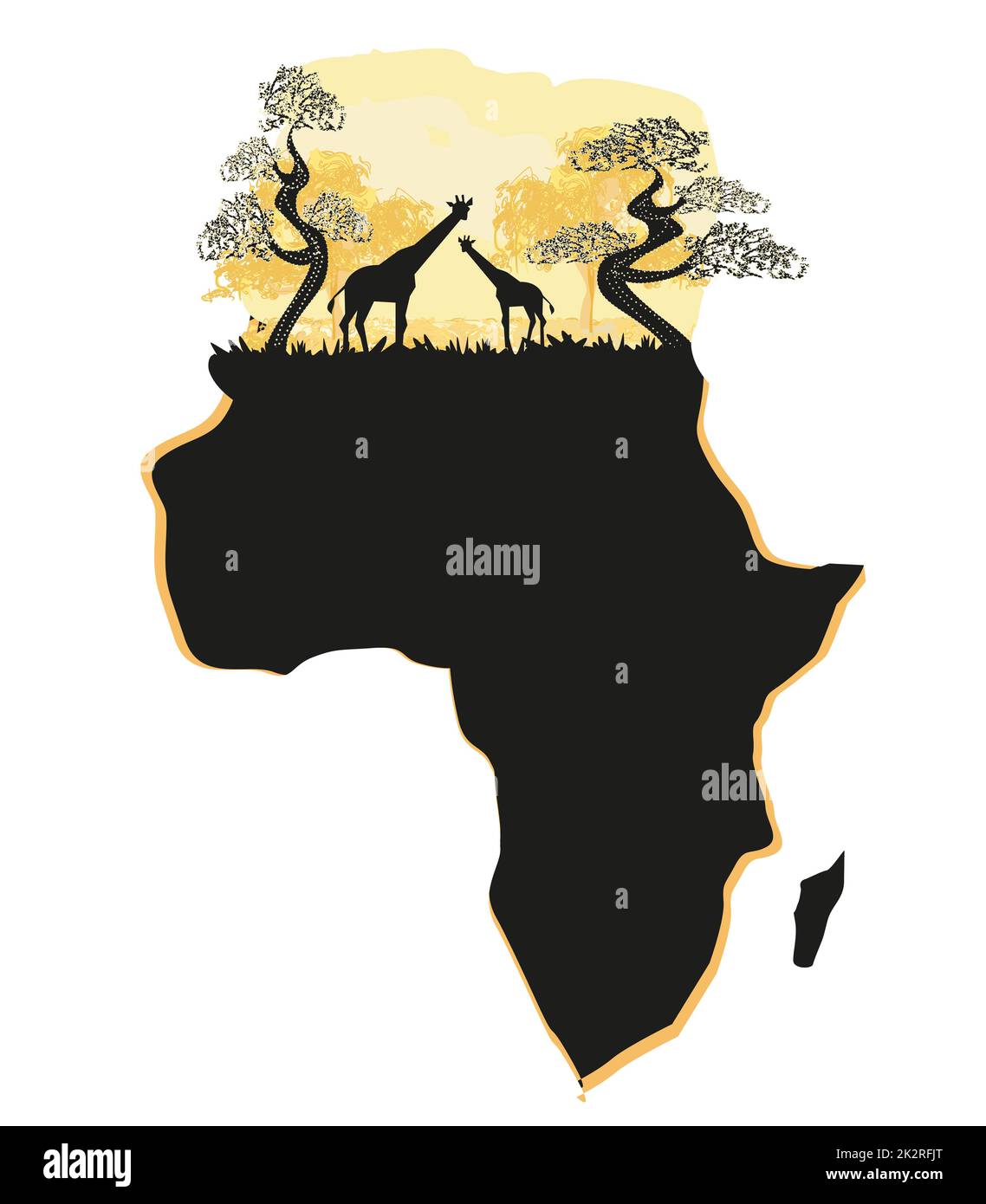 Safari Africano Silhouette mappa Foto Stock